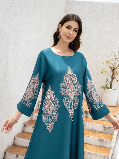 Ladies Middle East Abaya Abaya - Flower Printed Long Robe